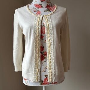 Banana Republic Dressy Beaded Cardigan Cream White